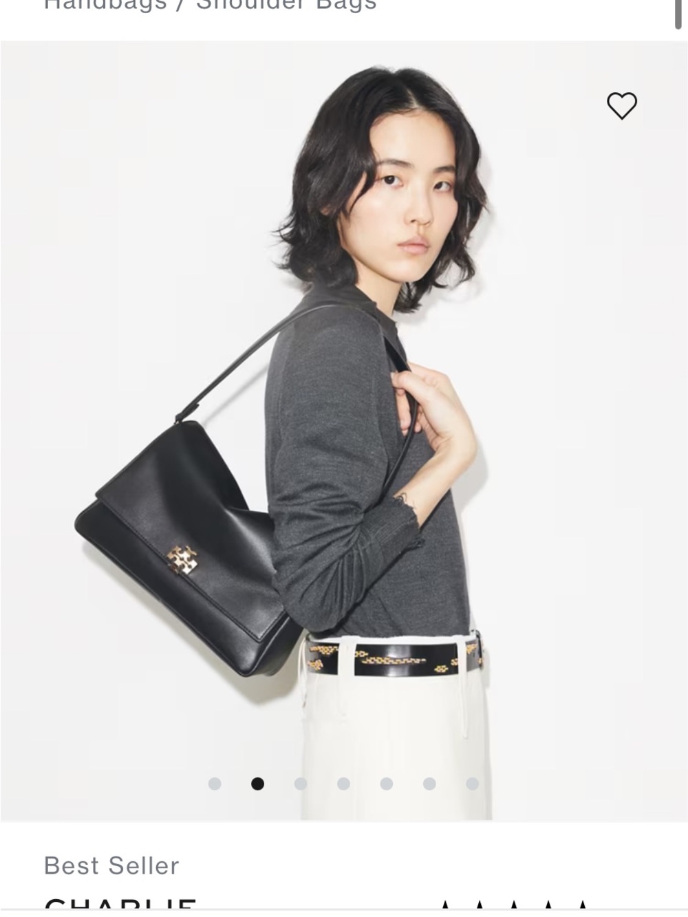 Tory Burch Black Leather Shoulder Bag with Gold Logo